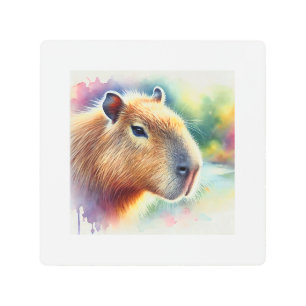 Capybara in a Tranquil Meadow 260924AREF150 - Wate Metal Print