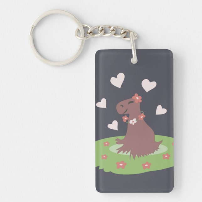 Capybara in Love Keychain (Front)