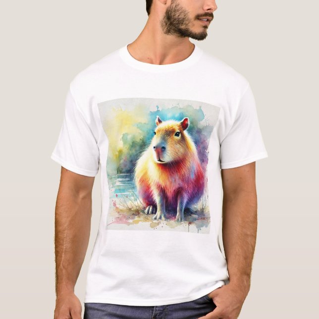 Capybara in Nature 130924AREF101 - Watercolor T-Shirt (Front)