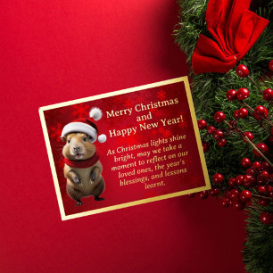 Capybara in Santa Hat Christmas Foil Post Card