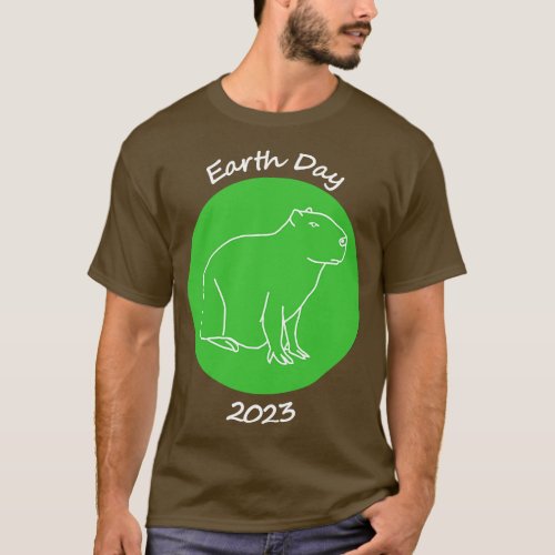 Capybara in White Line For Earth Day 2023 T_Shirt