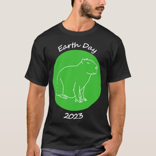 Capybara in White Line For Earth Day 2023 T_Shirt