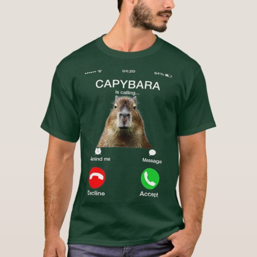 Capybara Is Calling Funny Capibara Animal Lover  T_Shirt