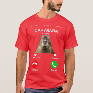 Capybara Is Calling Funny Capibara Animal Lover T-Shirt