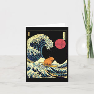 Capybara Japanese Kanagawa Wave Funny Surf Animal Card