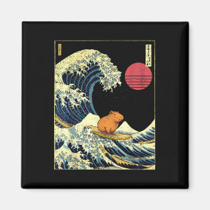 Capybara Japanese Kanagawa Wave Funny Surf Animal Magnet