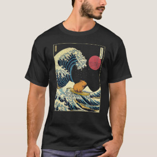 Capybara Japanese Kanagawa Wave Funny Surf Animal T-Shirt