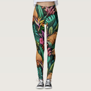 Capybara Jungle Dreams Seamless Surface Pattern Leggings