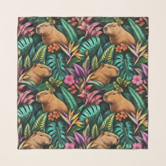 Capybara Jungle Dreams Seamless Surface Pattern Scarf