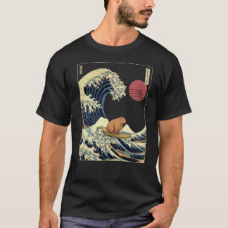 Capybara Kanagawa Wave Funny Surf Animal T-Shirt