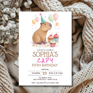 Capybara kids birthday invitation