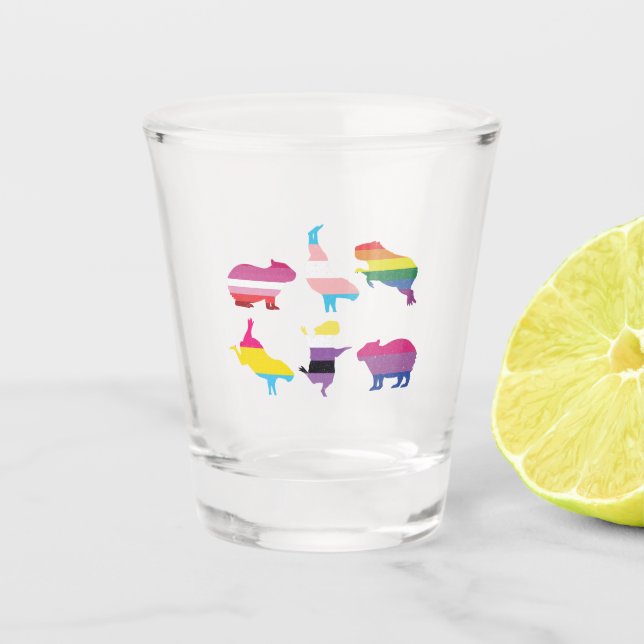 Capybara LGBTQ Rainbow Water Pig Transgender Pride Shot Glass (Front)