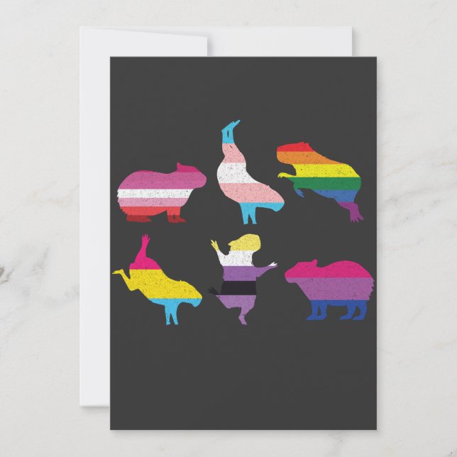 Capybara LGBTQ Rainbow Water Pig Transgender Pride Thank You Card (Front)