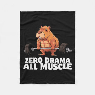 Capybara Lifting Weights Workout Funny Body Builde Fleece Blanket