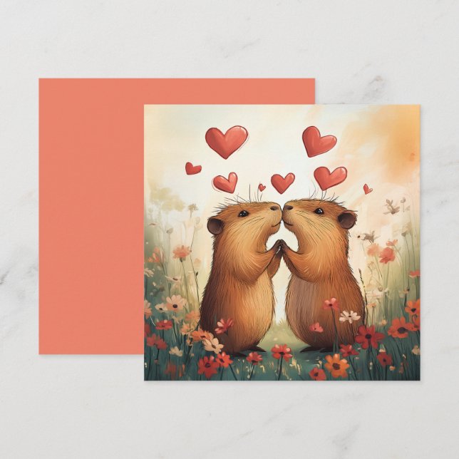 Capybara Love - A Romantic Meadow Moment Invitation (Front/Back)