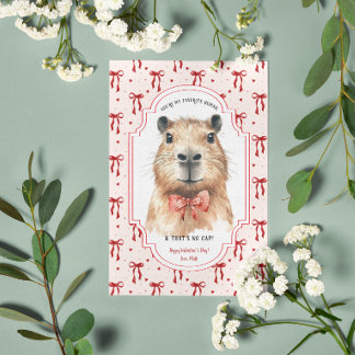 Capybara Love: No Cap Valentine's Day Card