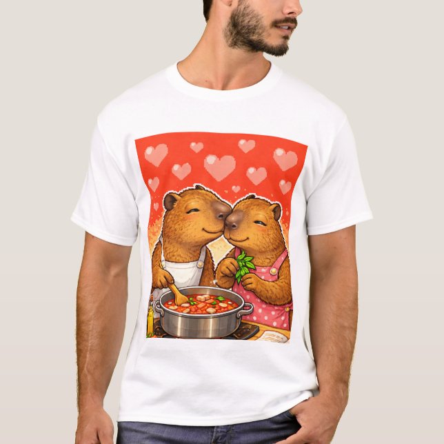 Capybara Loves Cooking T-Shirt (Front)