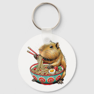 Capybara Loves Noodle Capybara Eating Japanese Ram Keychain