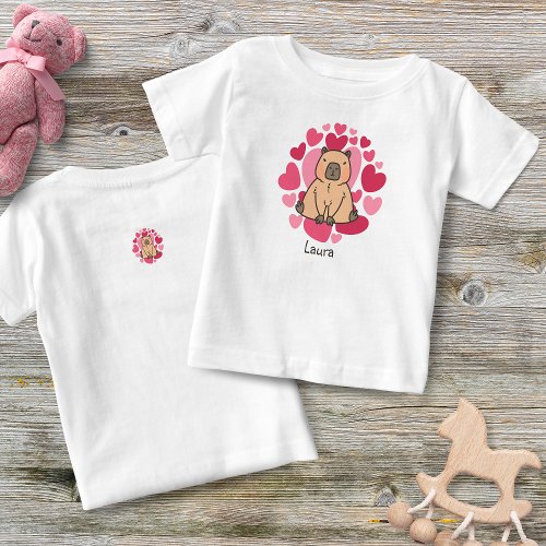 Capybara Loves with Lots of Hearts Personalized Baby T_Shirt