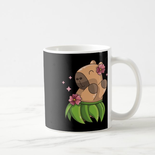 Capybara Luau Dancing Hawaii Vacation Clothes Girl Coffee Mug (Right)