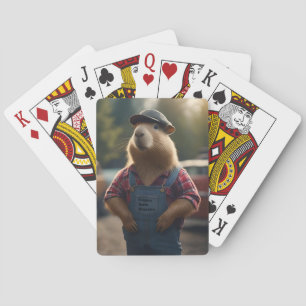 "Capybara Mechanic: Grease, Gears, and Good Vibes" Poker Cards