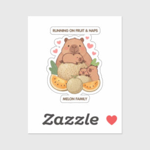 Capybara Melon Family – Fruit & Naps Sticker