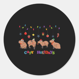 Capybara Merry Christmas Capybaras Lover Funny Cap Classic Round Sticker