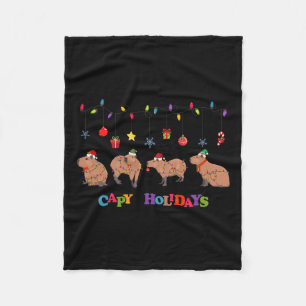 Capybara Merry Christmas Capybaras Lover Funny Cap Fleece Blanket