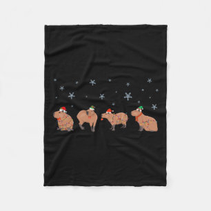 Capybara Merry Christmas Capybaras Lover Funny Cap Fleece Blanket