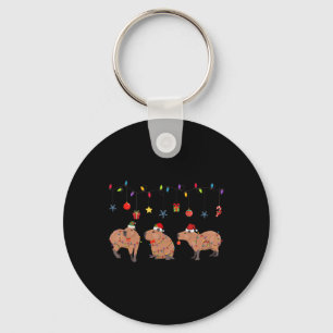 Capybara Merry Christmas Capybaras Lover Funny Cap Keychain