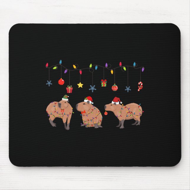 Capybara Merry Christmas Capybaras Lover Funny Cap Mouse Pad (Front)