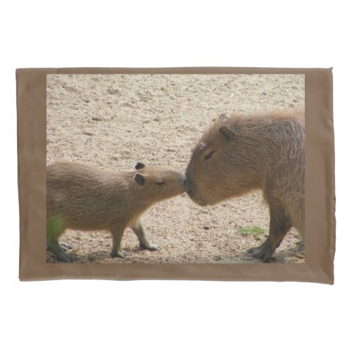 Capybara Mom and Baby Pillow Case