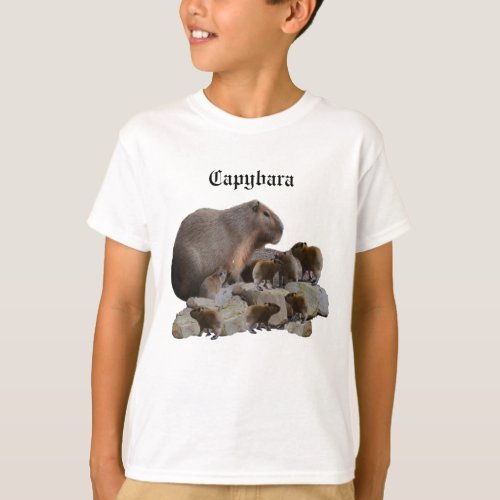 Capybara Mommy With Her Babies T_Shirt