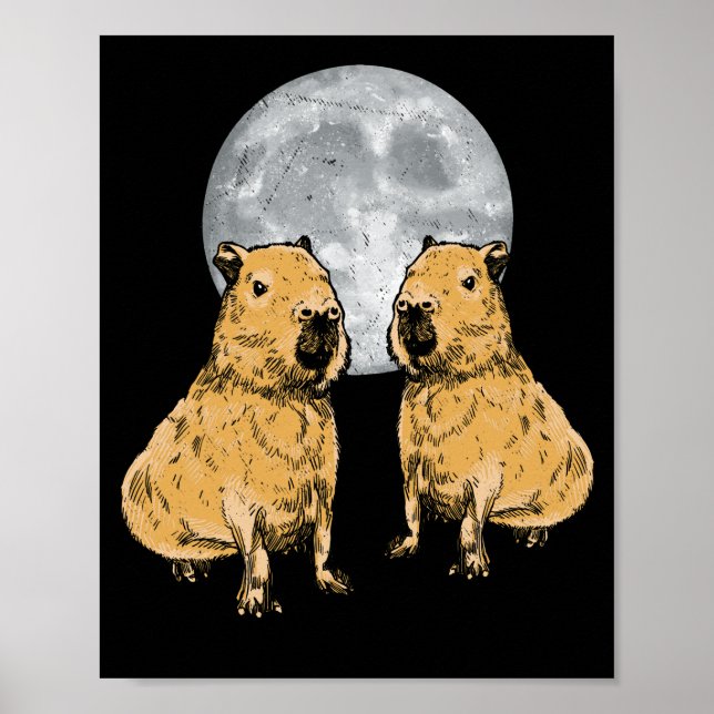 Capybara Moon Funny Capybaras Poster (Front)