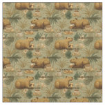 Capybara Morning Coffee Breakfast Botanical Art Fabric