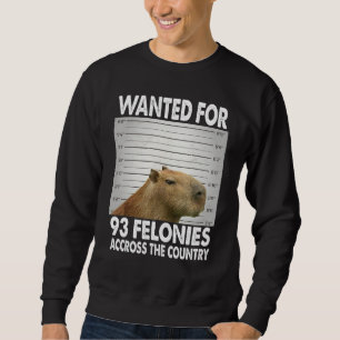 Capybara Mugshot Wanted For 93 Felonies Across The Sweatshirt