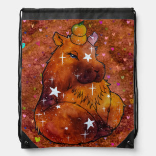 Capybara named Dream Drawstring Bag