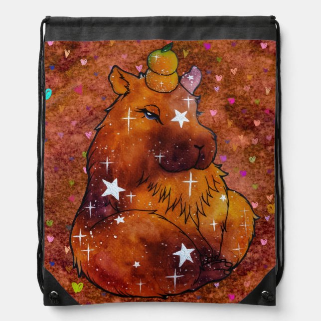 Capybara named Dream Drawstring Bag (Front)