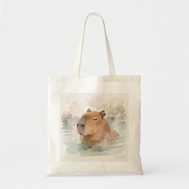 Capybara Napping In The Hot Spring Steam Tote Bag