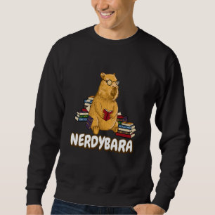 Capybara Nerdybara Book reading Teacher School Ner Sweatshirt