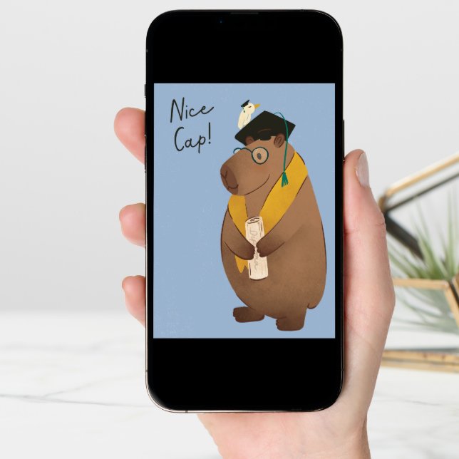 Capybara Nice Cap Graduation Greeting Card (Front Digital)