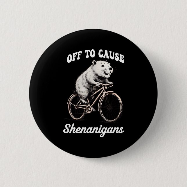 Capybara off to cause shenanigans st patricks day button (Front)