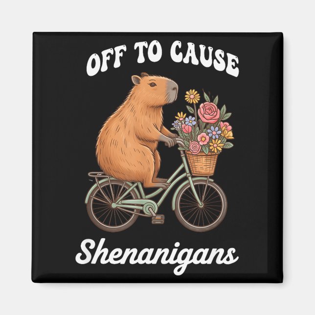 Capybara off to cause shenanigans st patricks day magnet (Front)