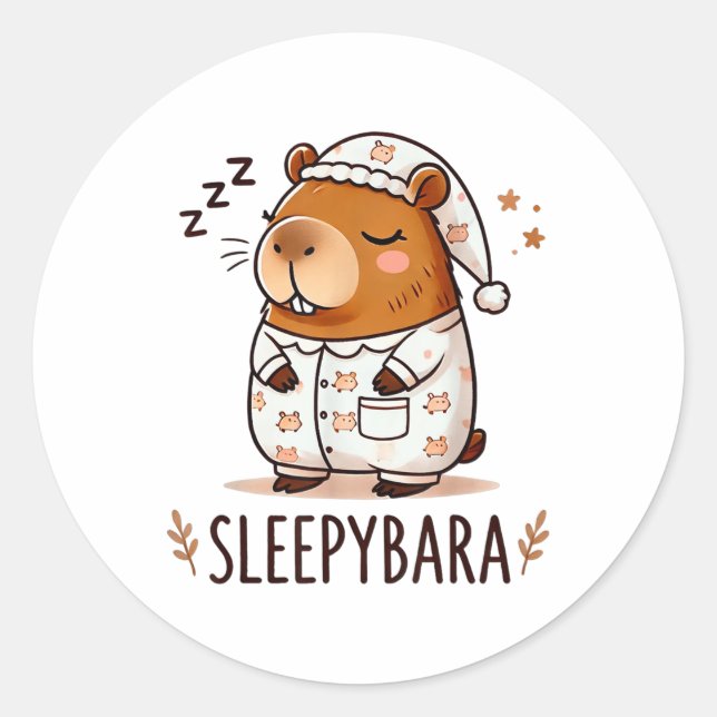 Capybara Official Sleep Pajamas Nightgown Sleepyba Classic Round Sticker (Front)