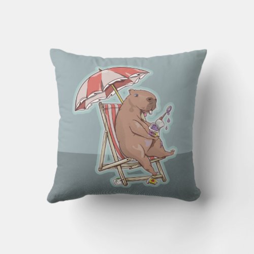 Capybara on holiday throw pillow