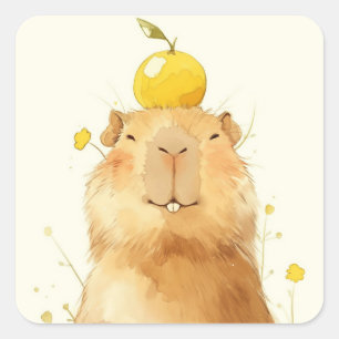 Capybara Orange You Glad Square Sticker