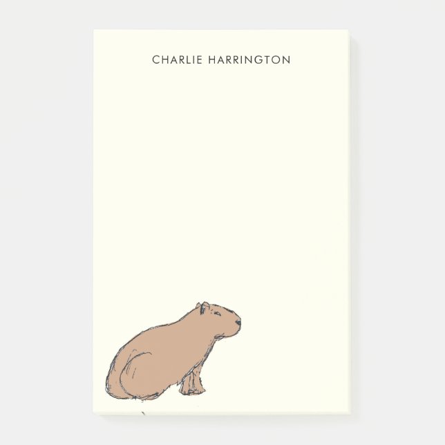 Capybara Original Art Cute Hand-Drawn Animal Post-it Notes (Front)