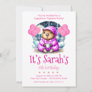 Capybara Pajama Birthday Party Invitation