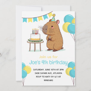 Capybara Party Invitation capybara Birthday Party