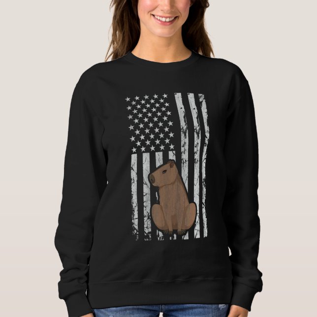 Capybara Patriotic American Flag Vintage Sweatshirt (Front)